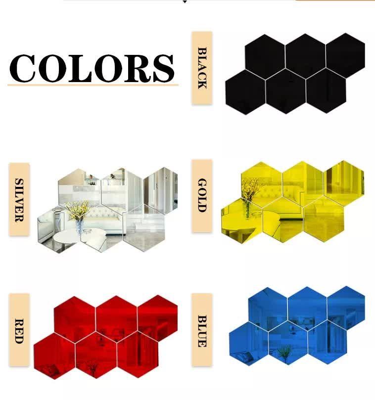 WallDaddy Mirror Stickers For Wall Pack Of 40 Hexagon Silver Color Flexible Mirror Size (10x12)Cm Each Hexagon